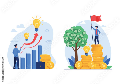 Financial growth strategy success and investment opportunities for business development and prosperity