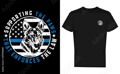 Humorous k9 police dog silhouette supporting the paws ideal for law enforcement appreciation and animal lover designs