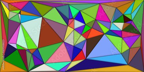 Colorful seamless geometric triangle pattern vector art background. Abstract cellular pattern with gradients of color creating a seamless design for digital applications or textured backgrounds