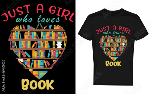 Just a girl who loves books heart shape silhouette design for t shirts and librarian gifts celebrating reading and literature