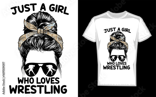 Just a girl who loves wrestling funny wrestle lover graphic silhouette design