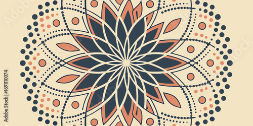 Detailed floral mandala design with intricate patterns and symmetrical arrangement on a light background
