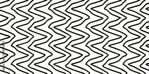 Black zigzag lines on a white background creating a dynamic and abstract visual pattern that repeats itself
