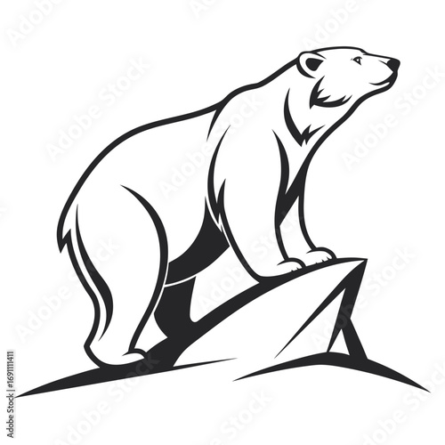 Majestic Polar Bear Standing on Ice Floe.
