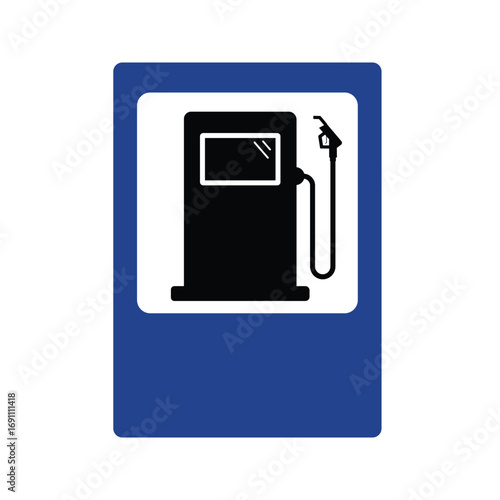 Graphic illustration of a gas station symbol indicating a refueling point or a place to obtain fuel for vehicles