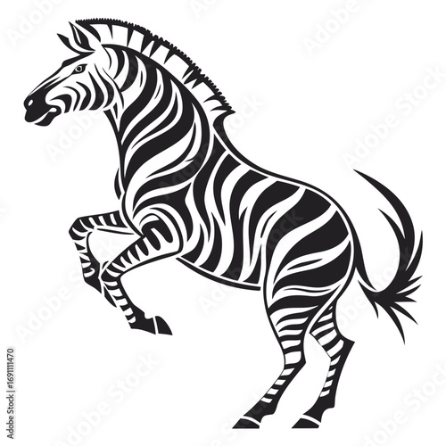 Majestic Stylized Zebra Rearing Up Illustration.