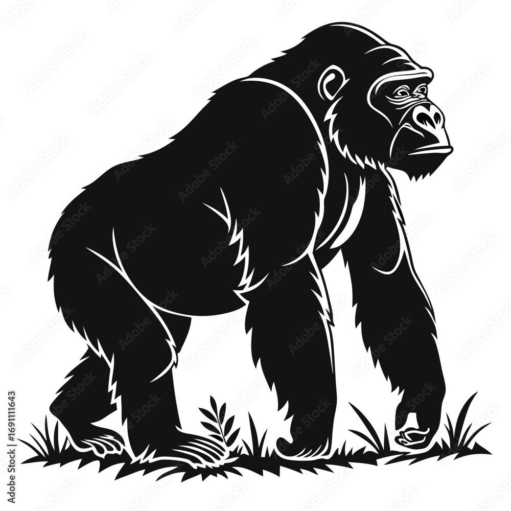 Obraz premium Powerful Gorilla Silhouette Vector Illustration.