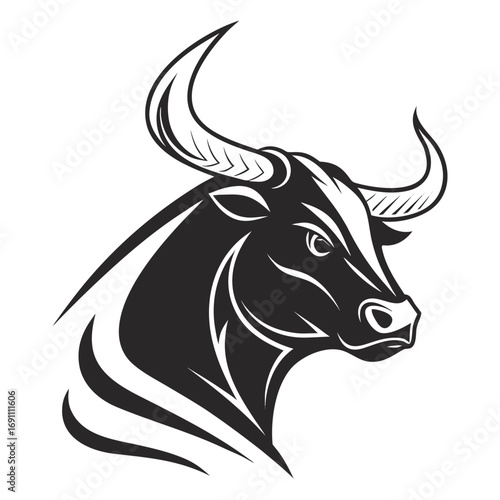 Powerful Bull Head Vector Illustration.