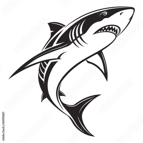 Powerful Stylized Shark Vector Illustration.