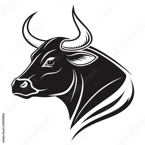 Strong Bull Head Profile Vector Illustration.