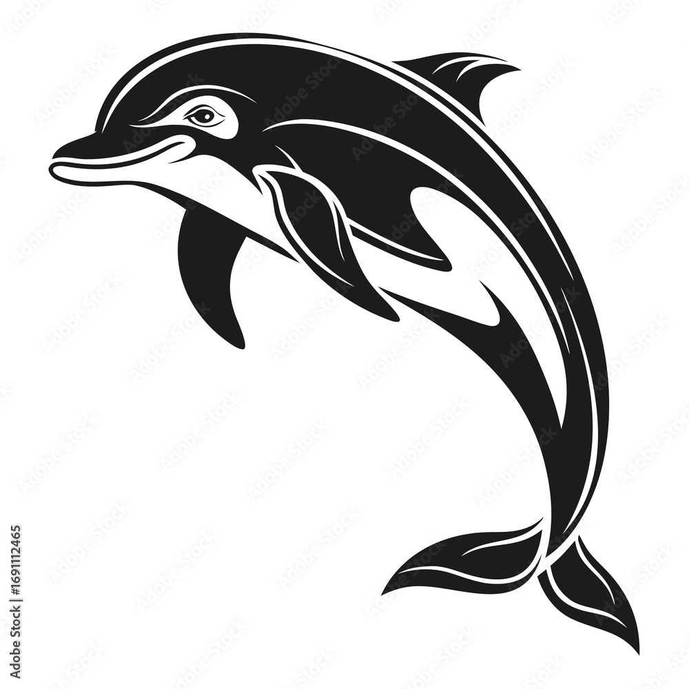 Obraz premium Stylized Dolphin Jumping Vector Illustration.