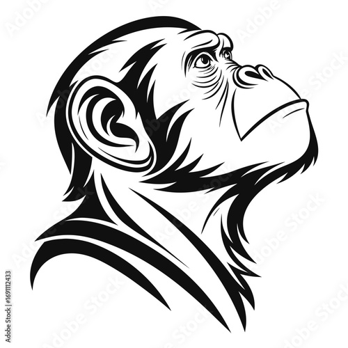 Stylized Chimpanzee Head Profile Illustration 1.