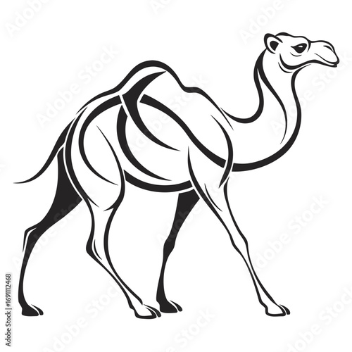 Stylized Dromedary Camel Vector Illustration.
