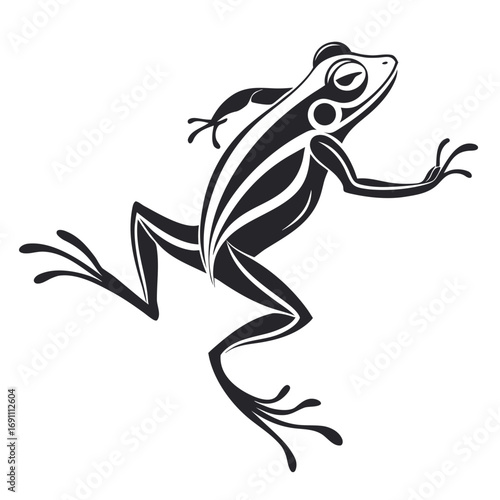 Stylized Leaping Frog Vector Illustration.