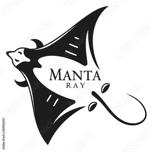 Stylized Manta Ray Logo Design Illustration.
