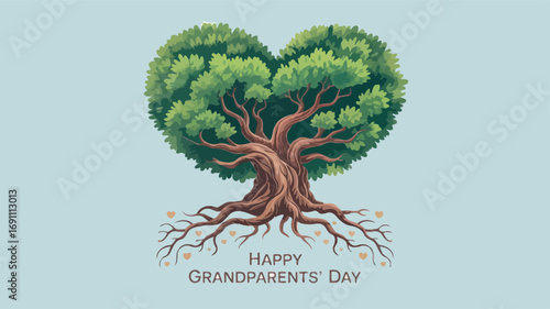 Happy Grandparents Day Family Tree Illustration