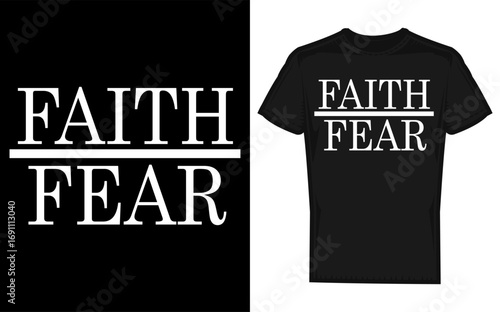 Inspirational faith over fear message with a striking silhouette design symbolizing courage and overcoming challenges perfect for motivational content and graphic design