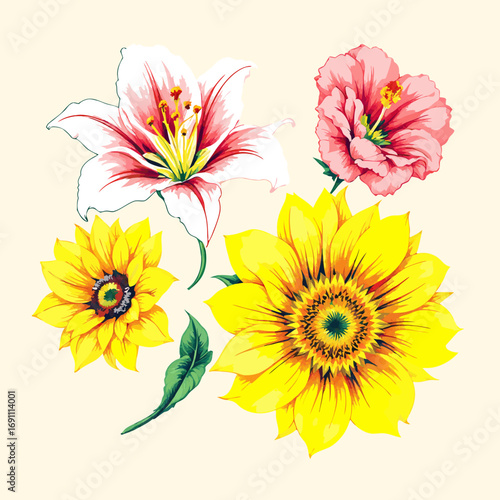 bouquet of yellow flowers on white background