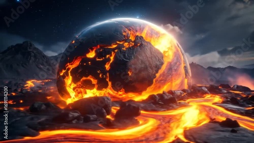 Molten Planet: Fiery Lava Flows on Alien World