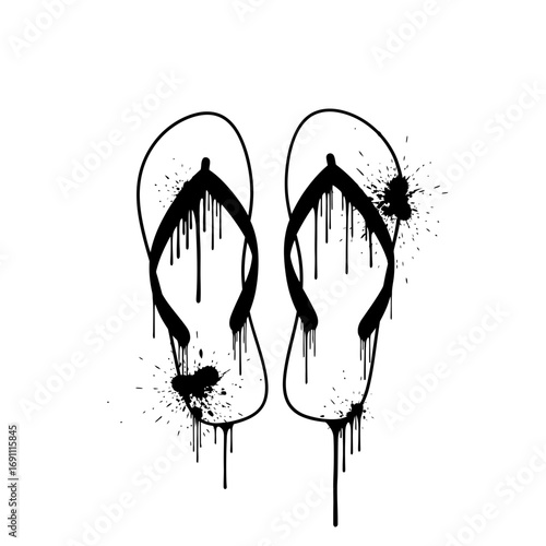 Vector art of flip flops with dripping paint vector
