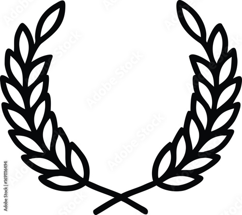 Laurel Wreath Outline Vector Icon On White Background