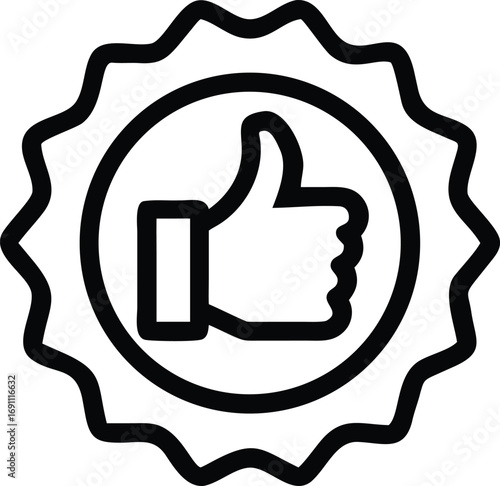Quality Seal Outline Vector Icon On White Background