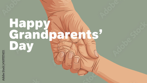 Happy Grandparents’ Day Holding Hands Illustration