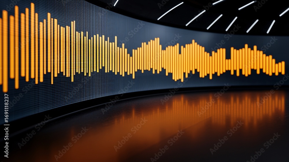 Obraz premium Wide angle cinematic shot of stock exchange trading floor with carbon credit green finance graphs on large digital screen.