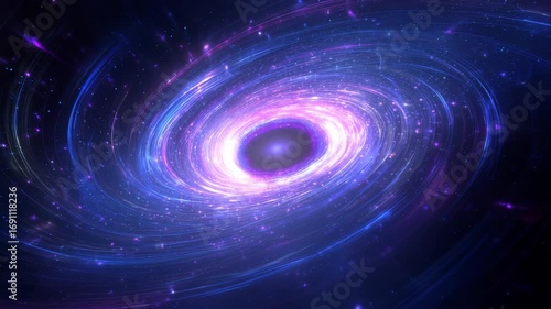 Bright galactic vortex with glowing spiral energy and deep space blackhole