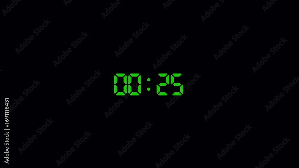 30 seconds countdown animation with transparent background, countdown timer from 30 seconds to 0 seconds, thirty countdown timer with alpha channel in 4k.