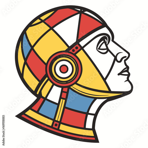 Cubist Robot Head Vector Icon