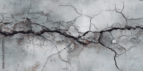 Textured Concrete Wall with Cracks and Imperfections for Industrial and Urban Background Use