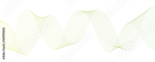 abstract green wave line on the white background image unique pattern graphics element modern.Parallel elliptical lines forming with wave rhythm, harmonious and.....