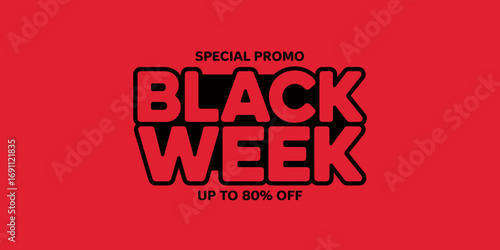 Black week special promo up to eighty percent off sale event promotional advertisement marketing graphic