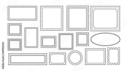 Collection of empty hand-drawn style frames borders and decorative elements for design