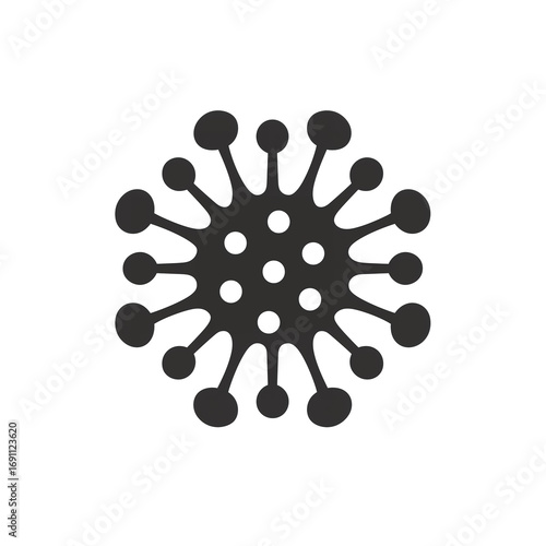 Simple Black and White Icon of a Coronavirus Particle