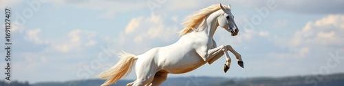 white horse Jumping
