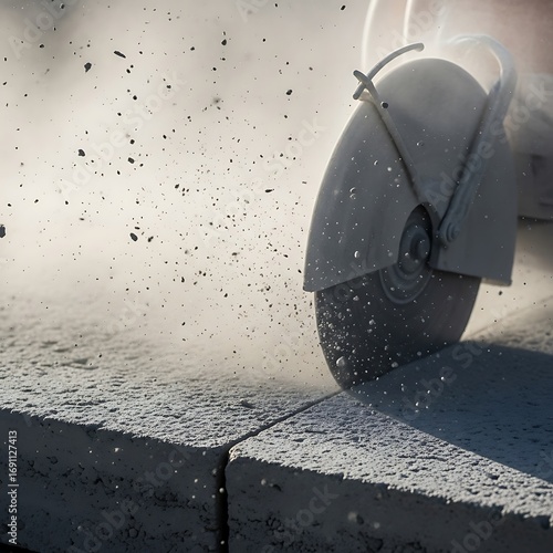 Concrete Cutting with Power Saw.