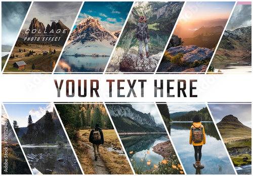 Photo Collage Stripes Effect Mockup