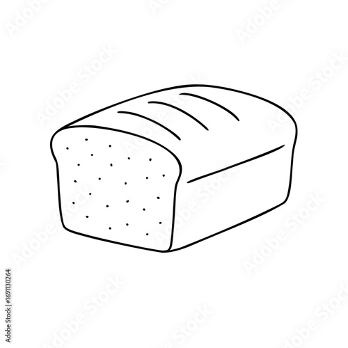 Loaf of bread sketch with dotted texture in side view, perfect for bakery menu, food blog
