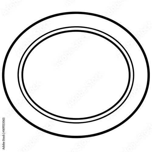 Blank plate outline vector, a modern empty blank plate icon art design, black vector of a plate, simple plate art, a plate isolated