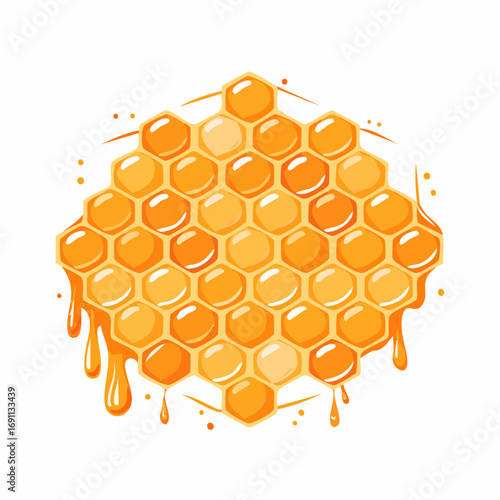 Nahaufnahme einer Bienenwabe, gefüllt mit goldenem Honig