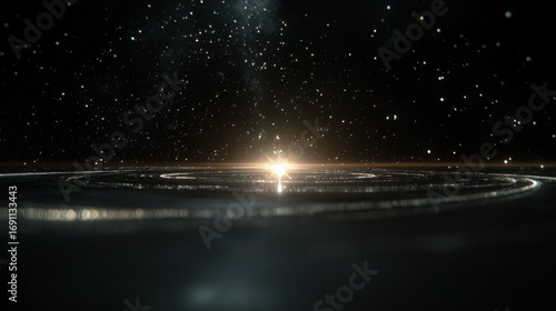 A star shines brightly in the vastness of space, surrounded by countless stars and nebulae.