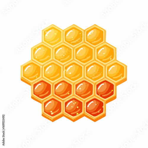 Nahaufnahme einer Bienenwabe, gefüllt mit goldenem Honig