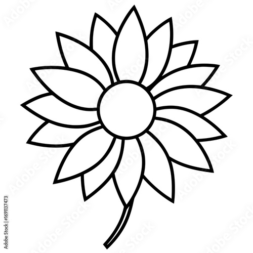 Sunflower outline vector, a modern sunflower icon art design, black vector sunflower outline, black vector of a sunflower, simple sunflower art