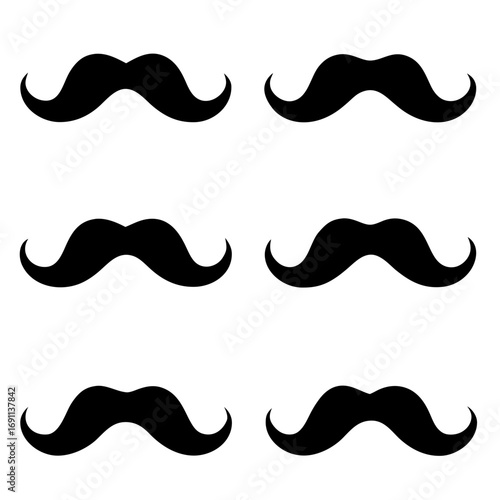Six mustache set outline vector, a modern mustache set icon art design, black vector mustache set outline, black vector of a mustache set, simple mustache art