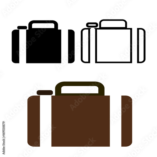 Stylish Luggage Collection: A modern collection of three distinct luggage illustrations, showcasing a stylish suitcase with clean lines, a robust handle, and secure closures