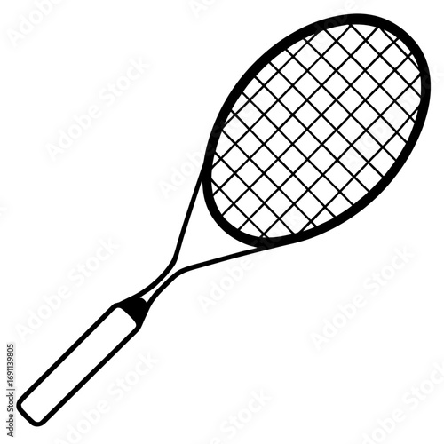 Badminton racket outline vector, a modern racket icon art design, black vector of racket, simple racket art, badminton racket isolated