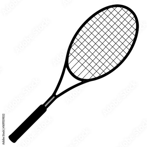 Badminton racket outline vector, a modern racket icon art design, black vector of racket, simple racket art, badminton racket isolated