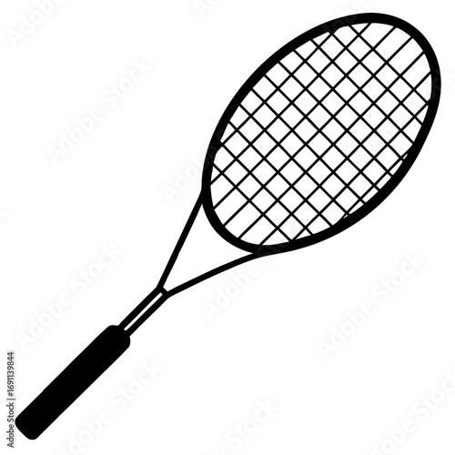 Badminton racket outline vector, a modern racket icon art design, black vector of racket, simple racket art, badminton racket isolated
